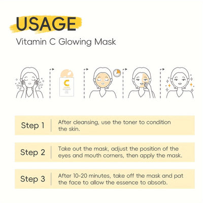 LAIKOU 3-Pack Vitamin C Facial Masks – Glowing, Hydrating & Hypoallergenic