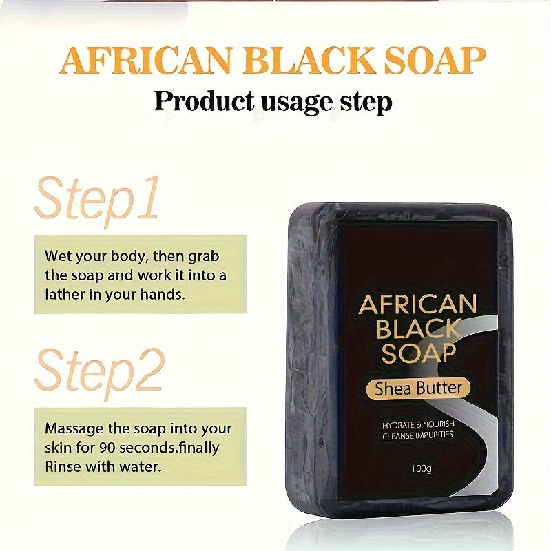 African Black Soap with Shea Butter – Moisturizing Face & Body Bar