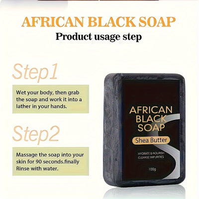 African Black Soap with Shea Butter – Moisturizing Face & Body Bar