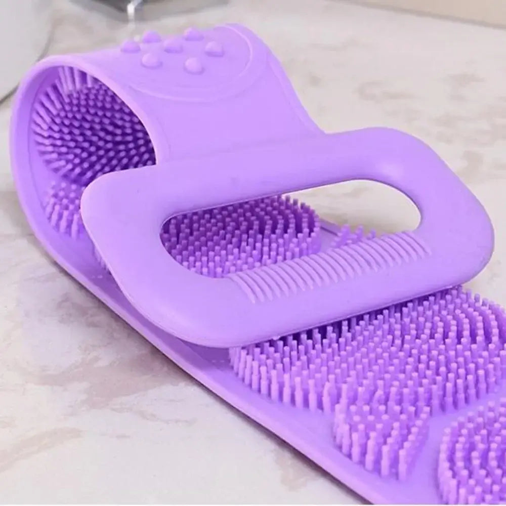 Silicone body scrubber with a hanging loop for convenient storage