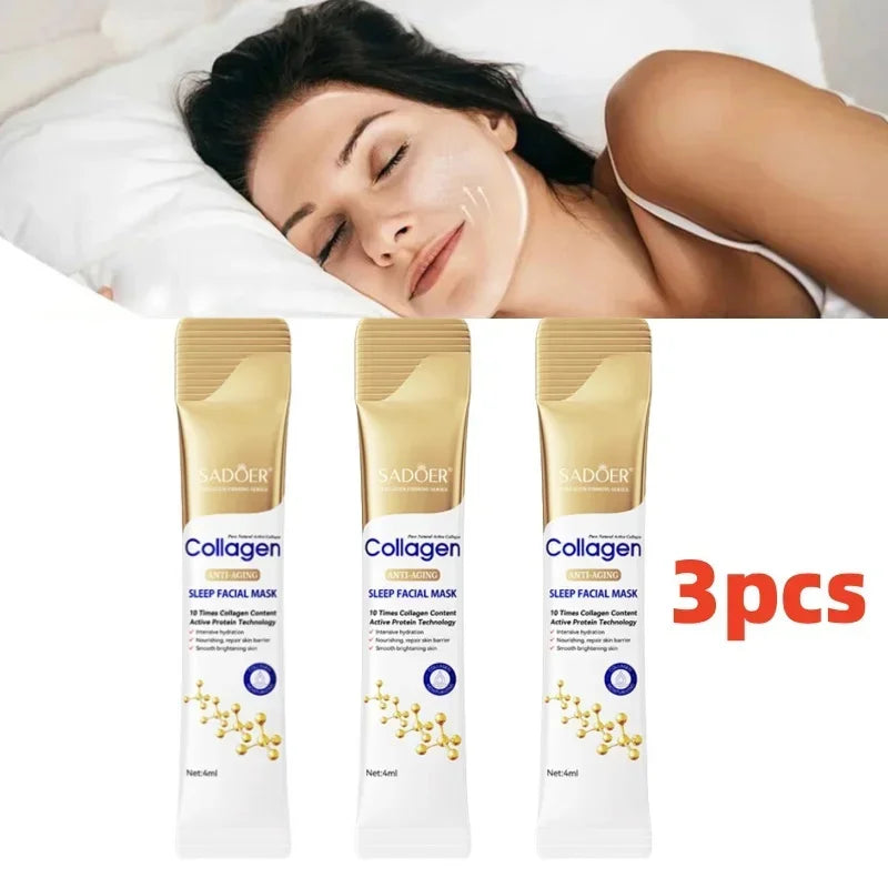 Collagen Overnight Face Mask trio, hydrating sleep facial masks for firm and bright skin.