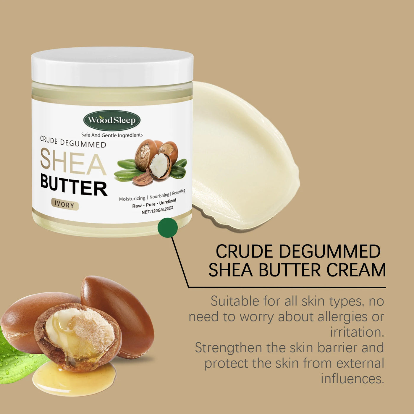 Natural shea butter moisturizer jar