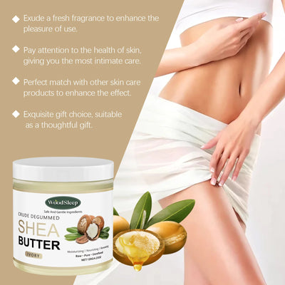 Natural Shea Butter Moisturizer – Deep Hydration for Dry Skin in a jar with hands applying it to smooth skin.