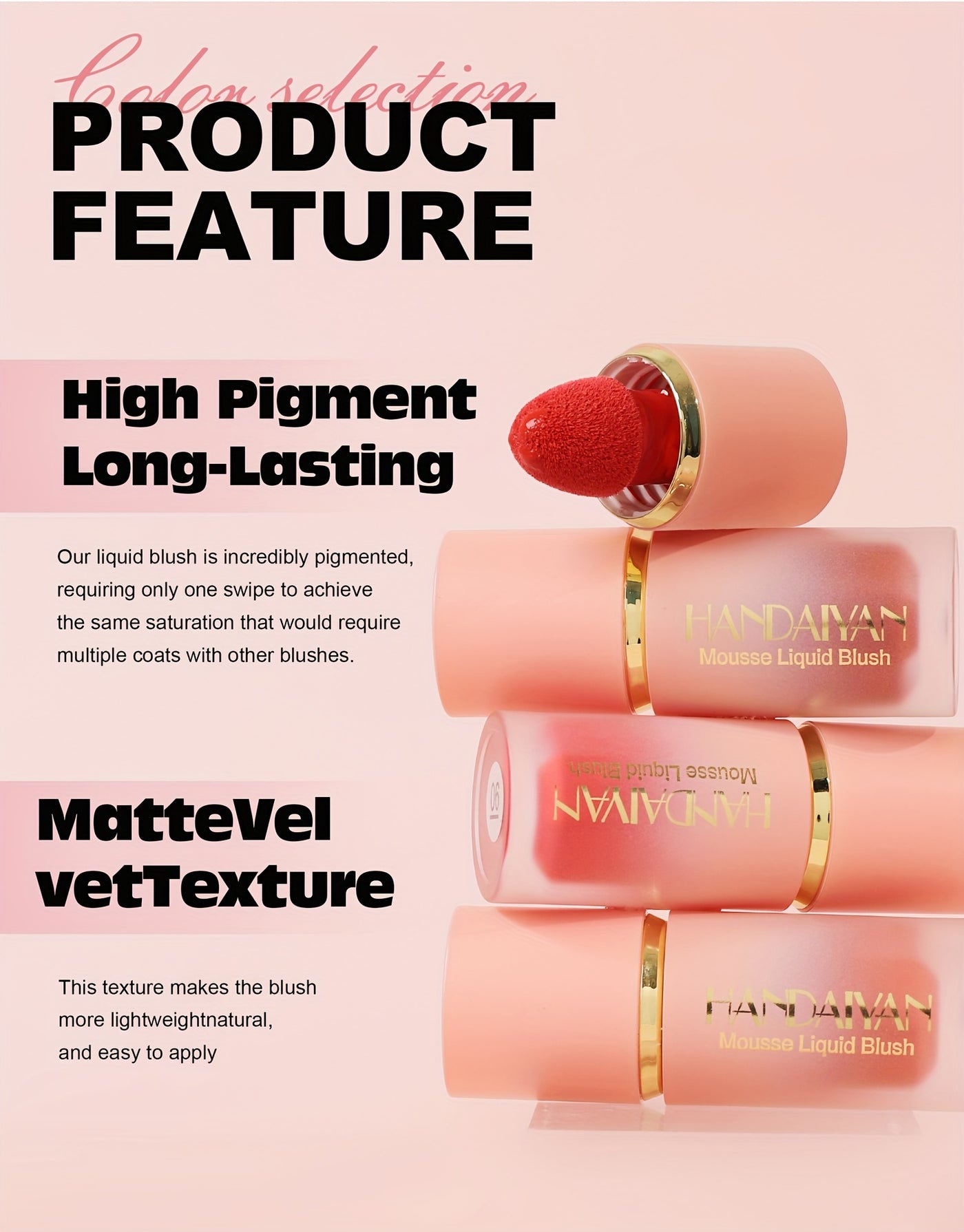 HANDAIYAN Velvet Liquid Blush Set – Waterproof, Natural Glow Makeup