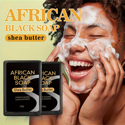 African Black Soap with Shea Butter – Moisturizing Face & Body Bar