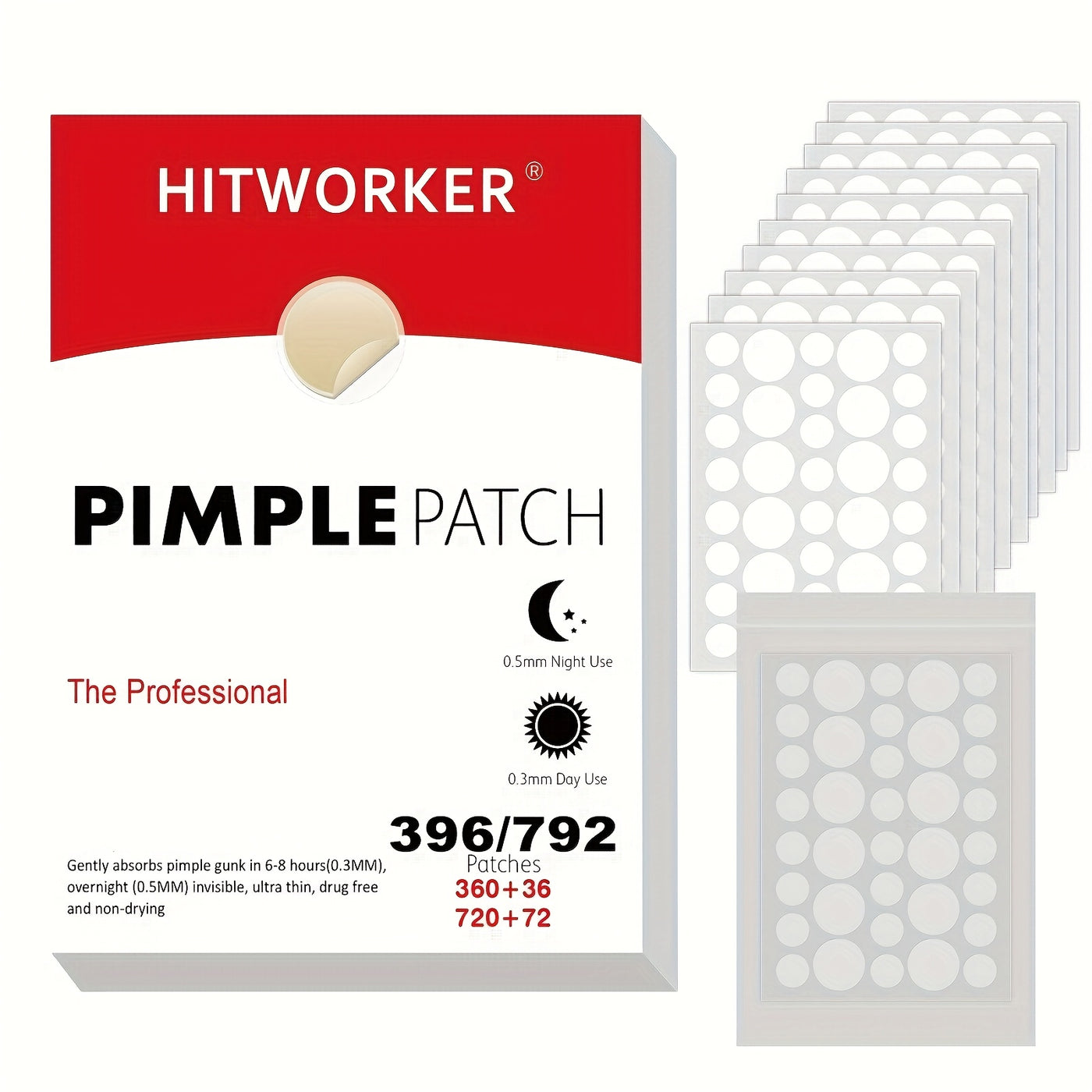 Hydrocolloid Acne Patches (396 pcs) – Day & Night Pimple Cover Stickers