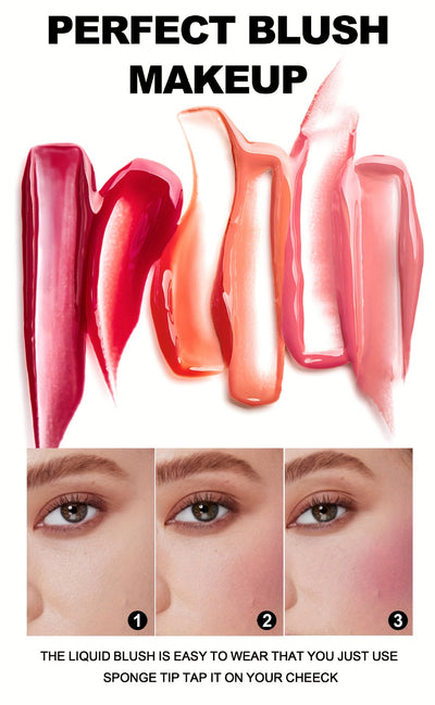 HANDAIYAN Velvet Liquid Blush Set – Waterproof, Natural Glow Makeup