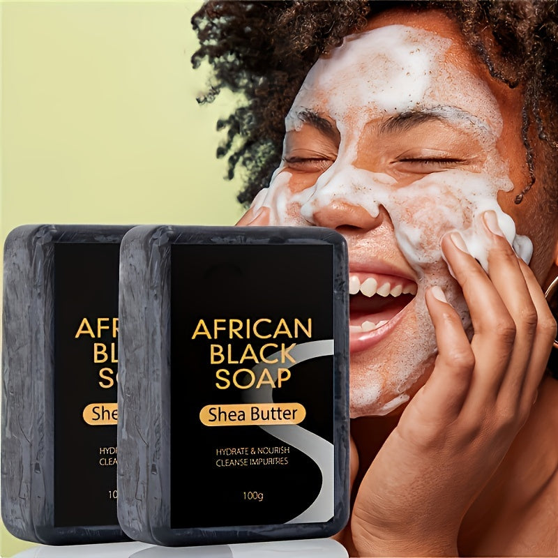 African Black Soap with Shea Butter – Moisturizing Face & Body Bar